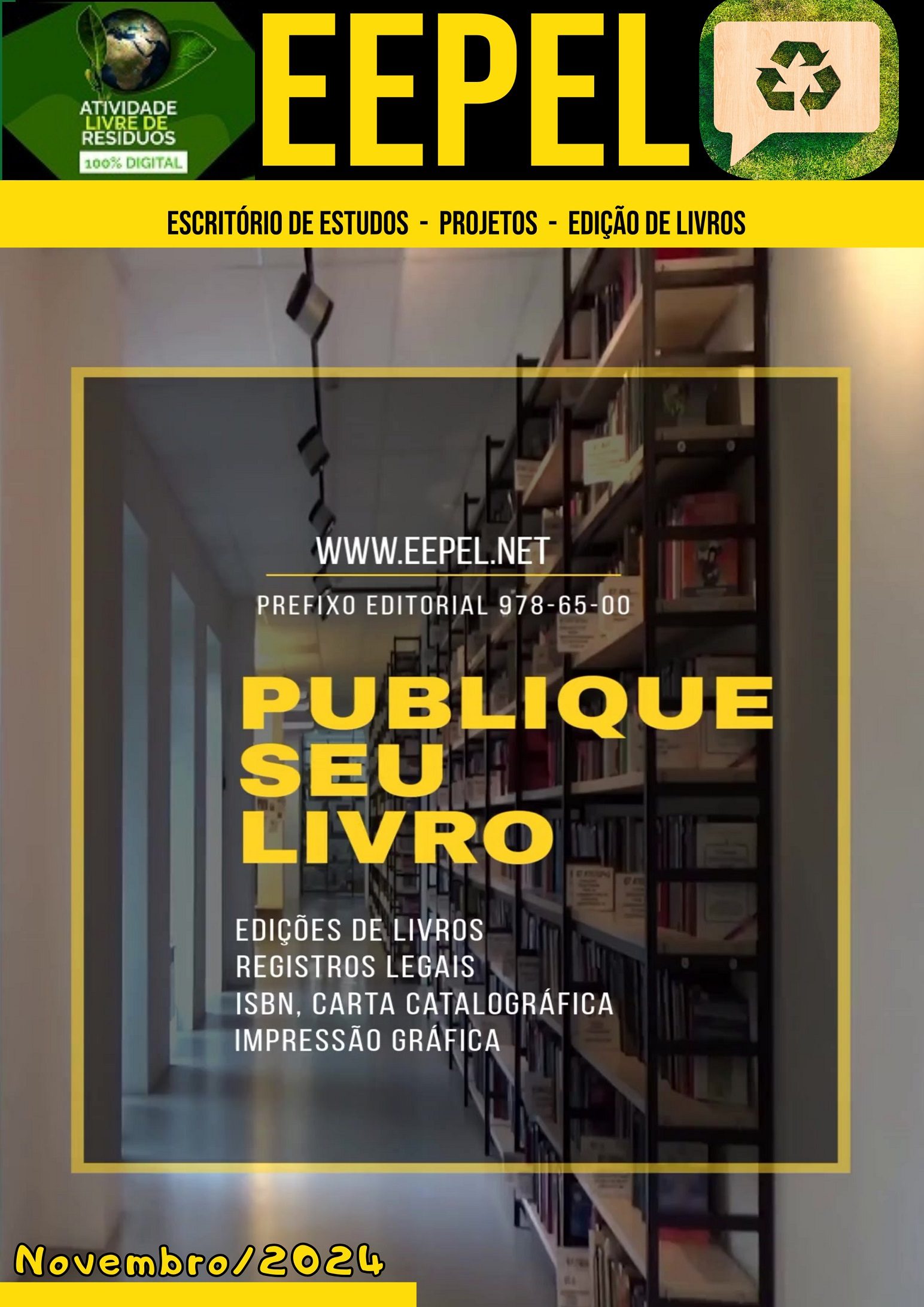 Capa do site EEPEL (Escritório de Estudos, Projetos & Edição de Livros. 