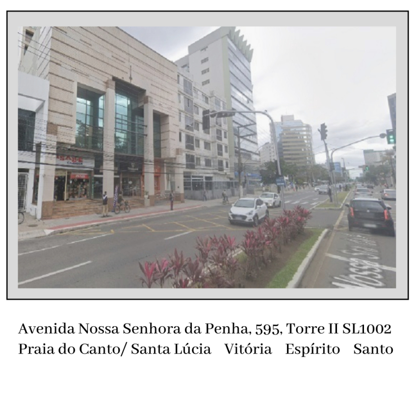 Foto da frente do Tiffany Center Shopping, Escritório situado  na Avenida Nossa Senhora da Penha, 595/ Torre 2 Sala 1002 - Bairros ; frente Praia do Canto, Fundos Santa Lúcia.  Cidade: Vitória   Espírito Santo. Este Shopping está situado entre dois bairros.